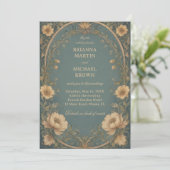 Invitation Botanique Bleu Vintage (Debout devant)