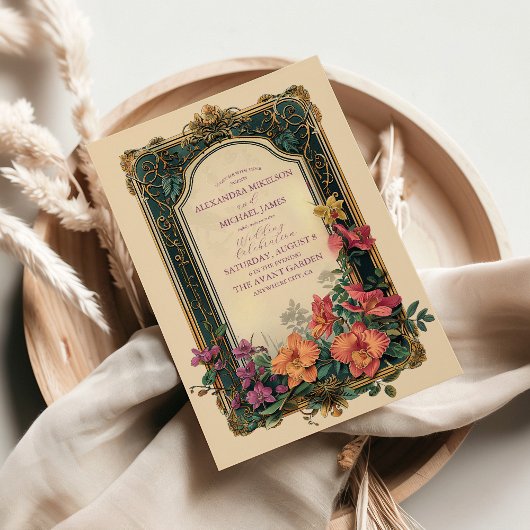 Invitation Botanique Bliss Fleur sauvage Art Nouveau Mariage