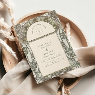 Invitation Botanique Blush Arch Art Nouveau mariage