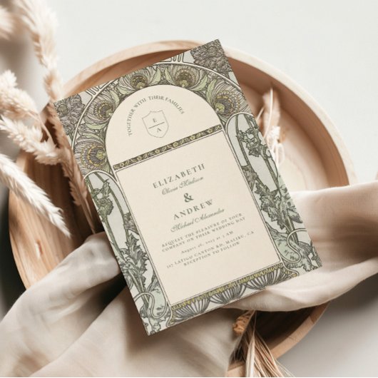 Invitation Botanique Blush Arch Art Nouveau mariage
