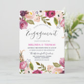 Invitation Botanique Blush Floral Elegant Engagement Party (Debout devant)