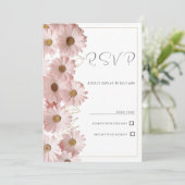 Invitation Botanique blush rose doré marguerite floral RSVP (Debout devant)