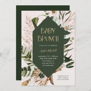 Invitation Botanique bohème et Grass Pampas Bébé Brunch