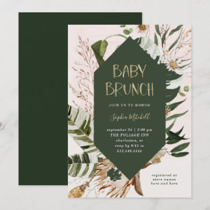Invitation Botanique bohème et Grass Pampas   Brunch pour béb