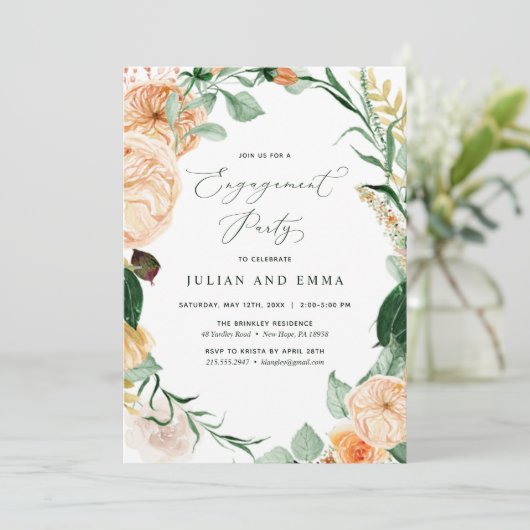 Invitation Botanique Boho Floral Neutral Engagement Party Inv (Debout devant)
