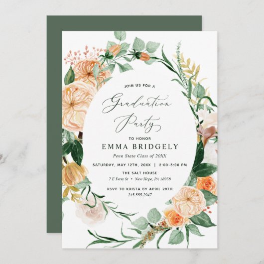 Invitation Botanique Boho Neutral Greenery Party (Devant / Derrière)