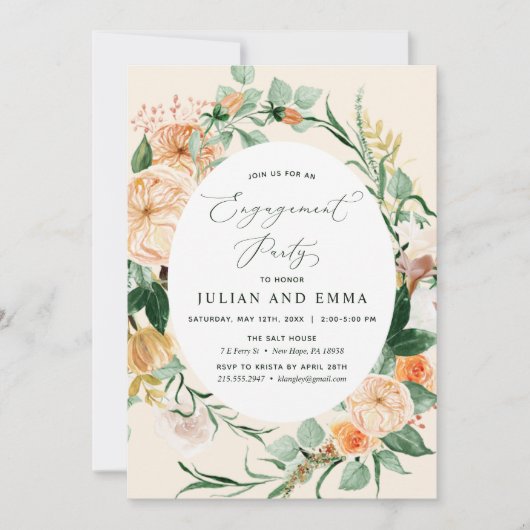 Invitation Botanique Boho Neutral Peach Party (Devant)