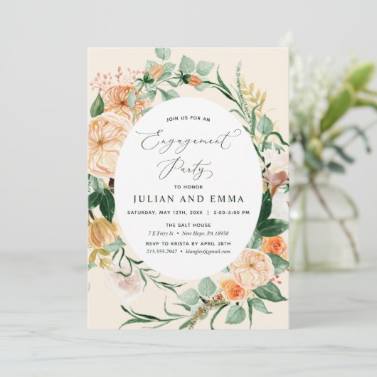 Invitation Botanique Boho Neutral Peach Party (Debout devant)