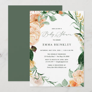Invitation Botanique Boho Pastel Verdure Baby shower neutre