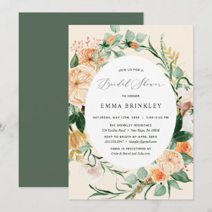 Invitation Botanique Boho Pêche neutre Fête des mariées flora