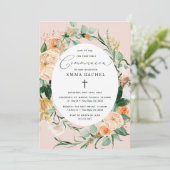 Invitation Botanique Boho Personnalisé Blush Pink Communion (Debout devant)