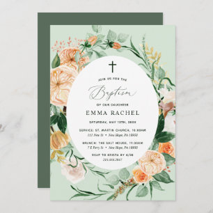 Invitation Botanique Boho Personnalisé Verdure Fille Baptême
