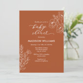 Invitation Botanique Boho Terracotta Baby shower floral (Debout devant)