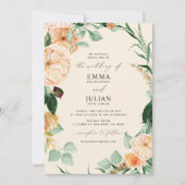 Invitation Botanique Boho verdure Élégant Mariage de pêche (Devant)