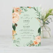 Invitation Botanique Boho Verdure Élégante Sage Vert Mariage (Debout devant)