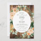 Invitation Botanique Boho verdure Rustique Mariage de bois (Devant)