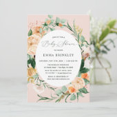 Invitation Botanique Boho vert Baby shower rose pâle (Debout devant)