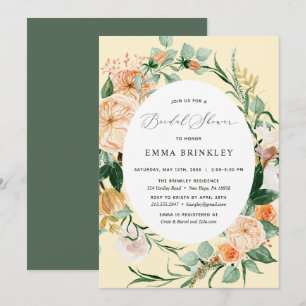 Invitation Botanique Boho vert Fête des mariées jaune