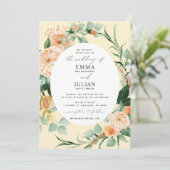 Invitation Botanique Boho Vert Jaune Floral Mariage (Debout devant)