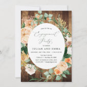 Invitation Botanique Boho Woodgrain Rustic Engagement Party (Devant)