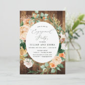 Invitation Botanique Boho Woodgrain Rustic Engagement Party (Debout devant)