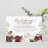 Invitation Botanique Bourgogne Floral Citrouille Thanksgiving (Debout devant)