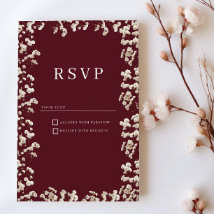 Invitation Botanique Bourgogne ivoire gypsophila florale RSVP