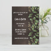 Invitation Botanique Brown verdure Florale Elégant Mariage (Debout devant)
