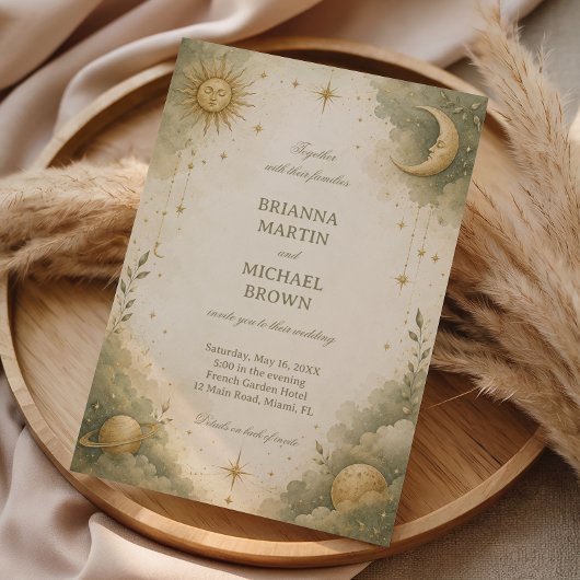 Invitation Botanique Céleste Vintage Douce