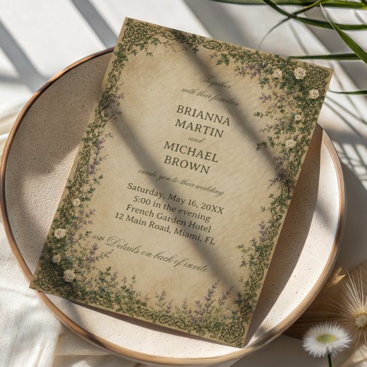 Invitation Botanique celtique vintage