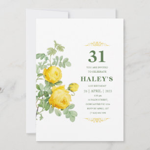 Invitation Botanique Chic Fleur Jaune et Vert 31e Anniversair