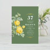 Invitation Botanique Chic Fleur Jaune & Vert 37e Anniversaire (Debout devant)