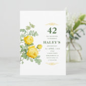 Invitation Botanique Chic Fleur Jaune & Vert 42e Anniversaire (Debout devant)