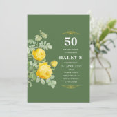 Invitation Botanique Chic Fleurs Jaunes et Vertes 50e Anniver (Debout devant)
