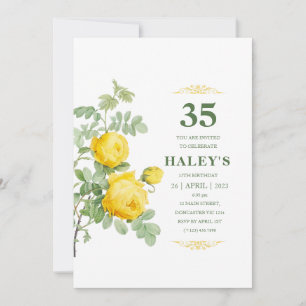 Invitation Botanique Chic Jaune & Vert Floral 35e anniversair