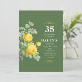 Invitation Botanique Chic Jaune & Vert Floral 35e anniversair (Debout devant)