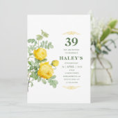 Invitation Botanique Chic Jaune & Vert Floral 39e anniversair (Debout devant)