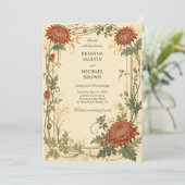 Invitation Botanique Chrysanthème Vintage (Debout devant)