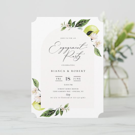 Invitation Botanique Citrons Arch Frame Engagement Party Invi (Debout devant)