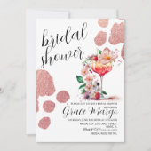 Invitation Botanique Cocktail Rose Fête des mariées or (Devant)