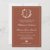 Invitation Botanique Crest Terracotta Mariage QR Code (Devant)