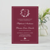 Invitation Botanique Crête Bourgogne Mariage QR Code (Debout devant)