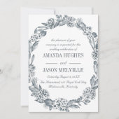 Invitation Botanique d'argent | mariage de couronne florale (Devant)