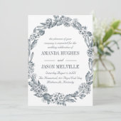 Invitation Botanique d'argent | mariage de couronne florale (Debout devant)