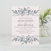 Invitation Botanique d'argent | mariage de couronne florale P (Debout devant)