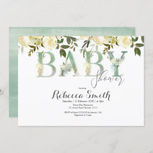 Invitation botanique de baby shower lunatique