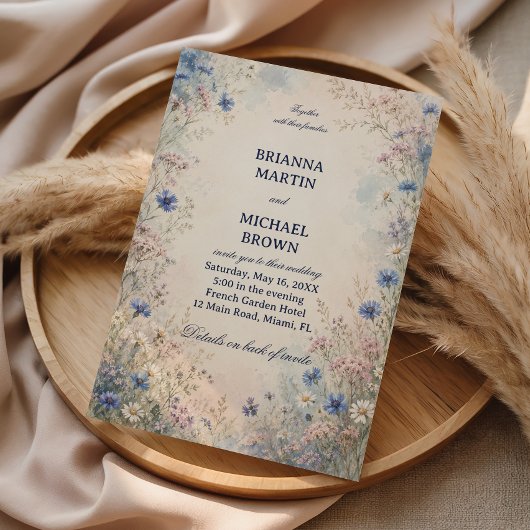 Invitation Botanique de fleur sauvage vintage