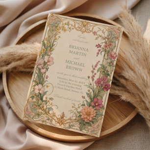 Invitation Botanique de fleur sauvage vintage