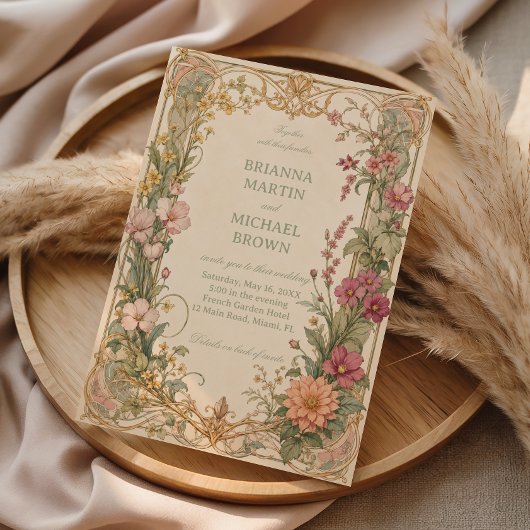 Invitation Botanique de fleur sauvage vintage