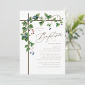 Invitation Botanique de la Croix Brown Woodsy Baptême (Debout devant)